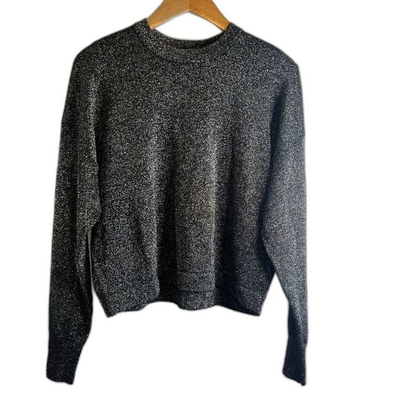 Levi's Scoop Neck Long Sleeve Metallic Wool Blend Sparkly Crop Sweater Size XS - Picture 1 of 11